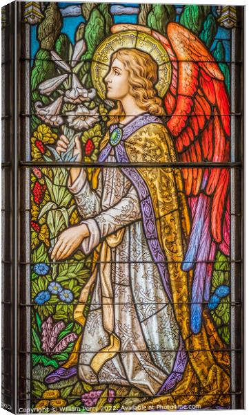 Angel Stained Glass Trinity Parish Church Saint Augustine Florida Canvas Print by William Perry