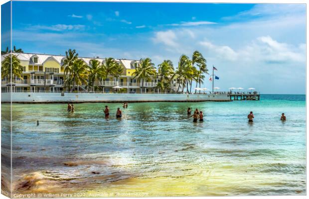 Colorful Higgs Memorial Beach Park Swimmers Key West Florida Canvas Print by William Perry