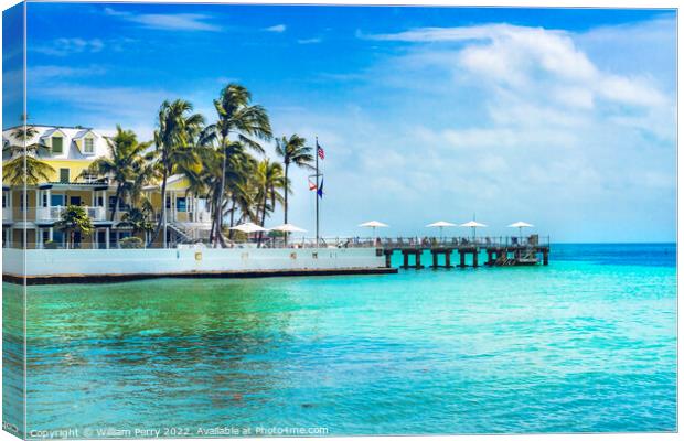 Colorful Higgs Memorial Beach Park Pier Key West Florida Canvas Print by William Perry