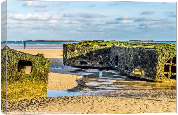 Old Ramp Beach Mulberry Harbor Arromanches Normandy France Canvas Print by William Perry