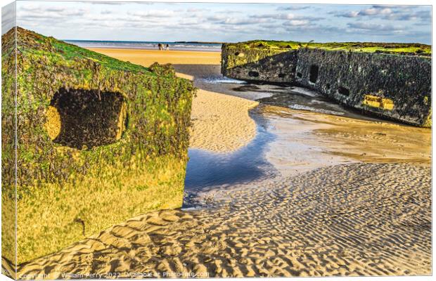 Old Ramp Beach Mulberry Harbor Arromanches-les-Bains Normandy Fr Canvas Print by William Perry