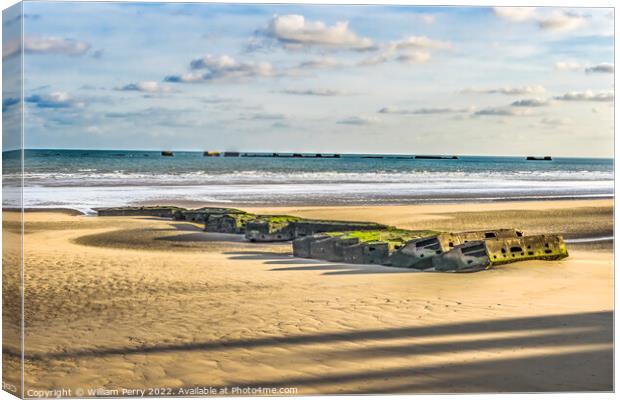 Old Ramp Beach Mulberry Harbor Arromanches-les-Bains Normandy Fr Canvas Print by William Perry