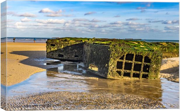 Old Ramp Beach Mulberry Harbor Arromanches-les-Bains Normandy Fr Canvas Print by William Perry