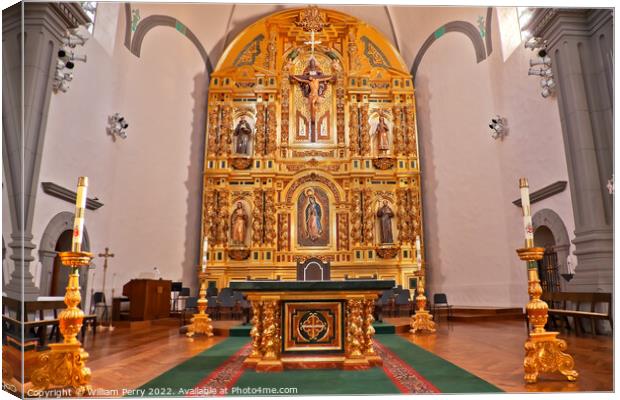 Golden Altar Mission Basilica San Juan Capistrano Church Califor Canvas Print by William Perry