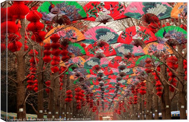 Paper Fans Chinese Lunar New Year Decorations Beijing China Canvas Print by William Perry