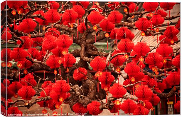 Lucky Red Lanterns Chinese Lunar New Year Decorations Ditan Park Canvas Print by William Perry