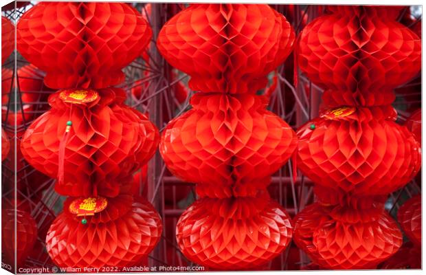 Red Lanterns Chinese Lunar New Year Ditan Park Beijing China Canvas Print by William Perry