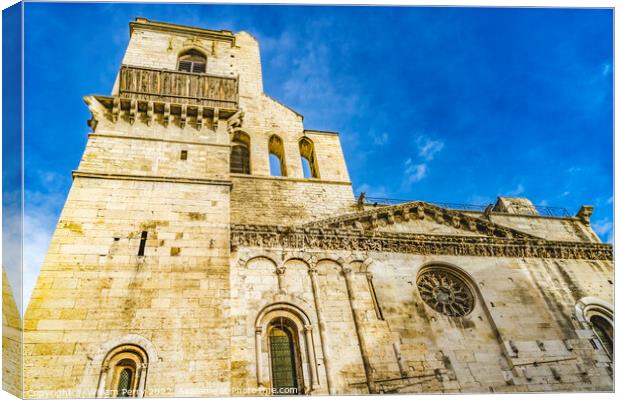 Front Facade Cathedral Church Nimes Gard France Canvas Print by William Perry