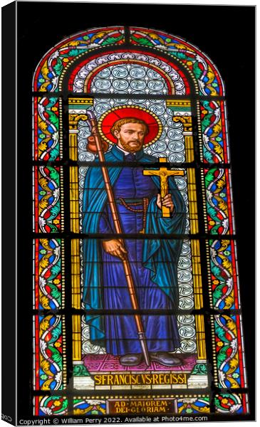 Saint Francis Assisi Stained Glass Nimes Cathedral Gard France Canvas Print by William Perry