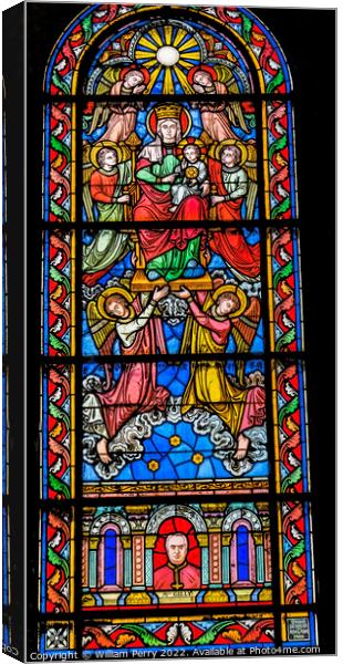 Virgin Mary Angels Stained Glass Nimes Cathedral Gard France Canvas Print by William Perry