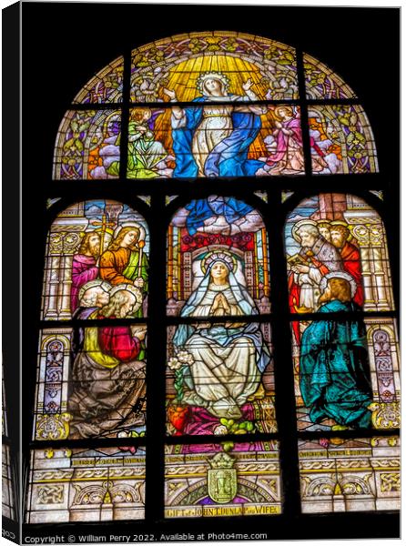 Angel Mary Assumption Stained Glass Saint Mary Basilica Phoenix  Canvas Print by William Perry