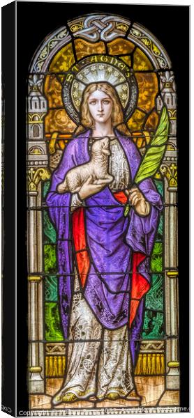 Saint Agnes Stained Glass Saint Mary Basilica Phoenix Arizona Canvas Print by William Perry