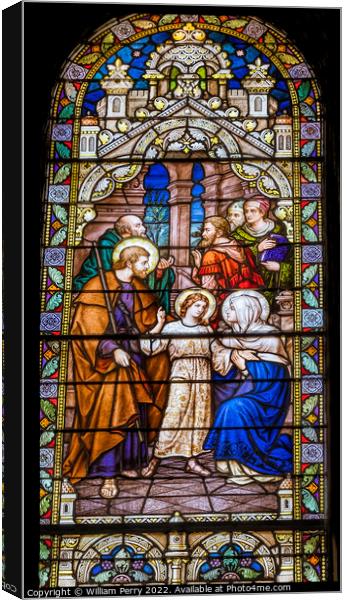 Mary Jesus Temple Stained Glass Saint Mary Phoenix Arizona Canvas Print by William Perry
