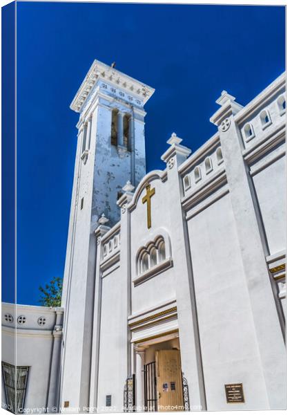 White Santa Cruz Catholic Church Tucson Arizona Canvas Print by William Perry