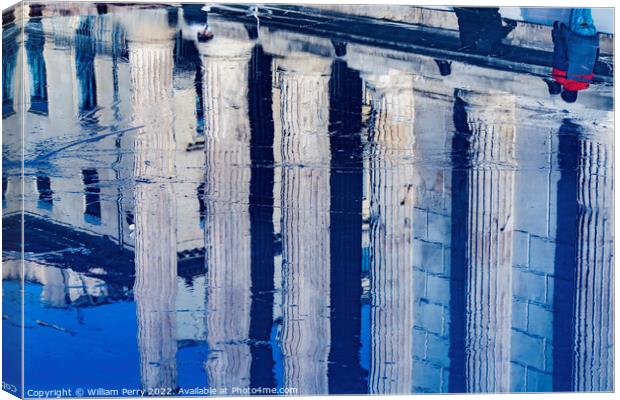 Rink Reflection Maison Caree Roman Temple Nimes Gard France Canvas Print by William Perry