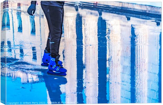 Ice Skating Rink Maison Caree Roman Temple Nimes Gard France Canvas Print by William Perry