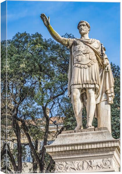 Ancient Roman Emperor Antoninus Pius Statue Nimes Gard France Canvas Print by William Perry