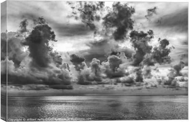 Black White Rain Storm Cloudscape Water Moorea Tahiti Canvas Print by William Perry