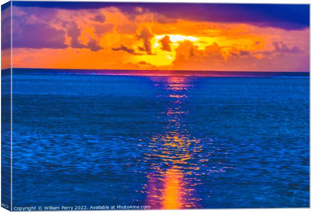 Colorful Sunset Cloudscape Blue Water Moorea Tahiti Canvas Print by William Perry