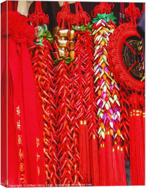 Red Chinese Souvenir Pendants  Canvas Print by William Perry