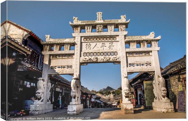 Entrance Gate Ancient Town Outside Guiyang Guizhou China Canvas Print by William Perry