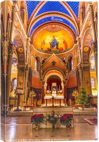 Basilica Fresco Altar Saint Paul Church Nimes Gard France Canvas Print by William Perry