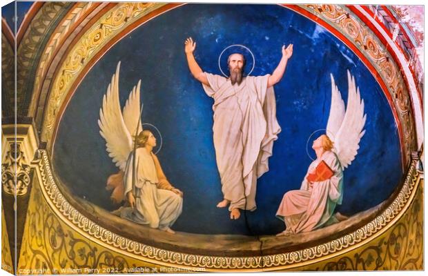 Angels Fresco Saint Paul Church Nimes Gard France Canvas Print by William Perry