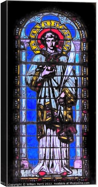 Saint Stephen Stained Glass Saint Paul Church Nimes Gard France Canvas Print by William Perry
