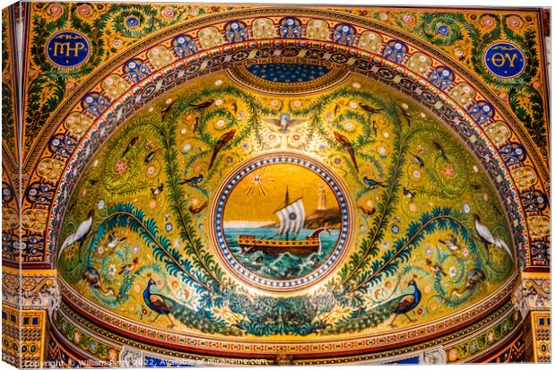Ship Mosaic Notre Dame de la Garde Church Marseille France Canvas Print by William Perry