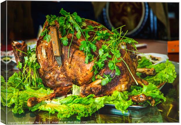 Roasted Whole Lamb Gansu Province China Canvas Print by William Perry