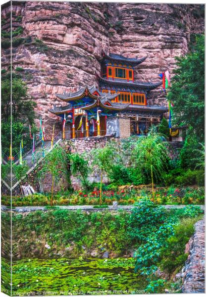 Binglin Si Bright Spirit Buddhist Temple Lanzhou Gansu China Canvas Print by William Perry