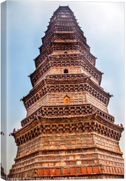 Ancient Iron Buddhist Pagoda Kaifeng Henan China Canvas Print by William Perry