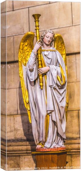 Angel Statue Cathedral Saint Mary Mejor Marseille France Canvas Print by William Perry