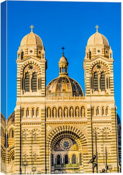 Cathedral Saint Mary Mejor Outside Dome Marseille France Canvas Print by William Perry