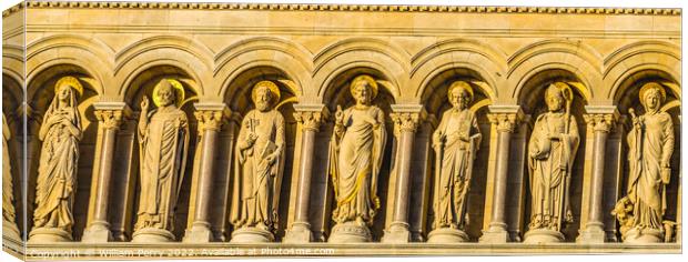 Jesus Peter Statues Cathedral Saint Mary Mejor Outside Marseille Canvas Print by William Perry