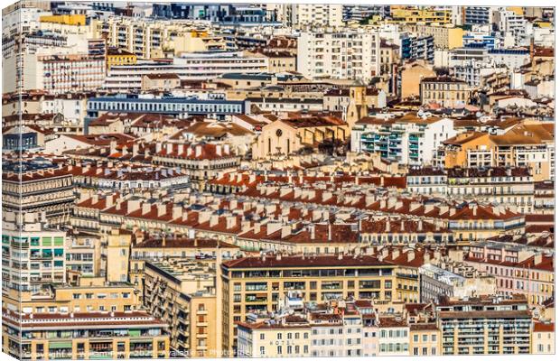 Red Apartment Buildings Pattern Cityscape Marseille France Canvas Print by William Perry