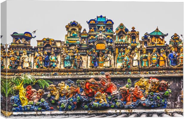 Ceramic Figures Dragons Chen Taoist Temple Guangzhou Guangdong P Canvas Print by William Perry