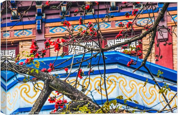 Flower Sun Yat-Sen Memorial Guangzhou Guangdong China Canvas Print by William Perry