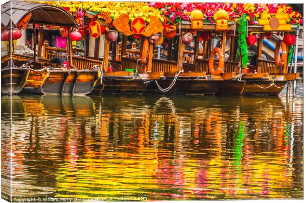 Flower Boats Lychee Bay Luwan Guangzhou Guangdong Province China Canvas Print by William Perry