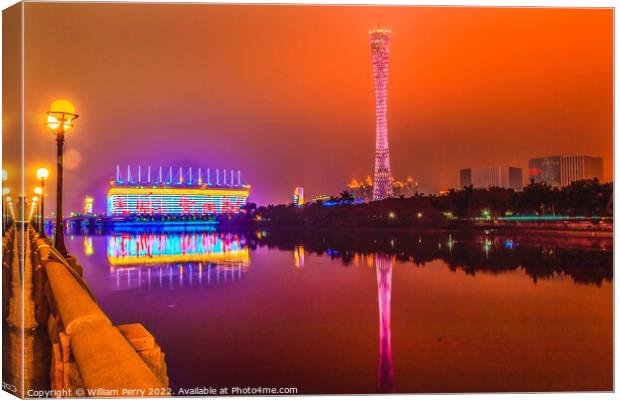 Canton Tower Sports Stadium  Pearl River Guangzhou Guangdong Pro Canvas Print by William Perry