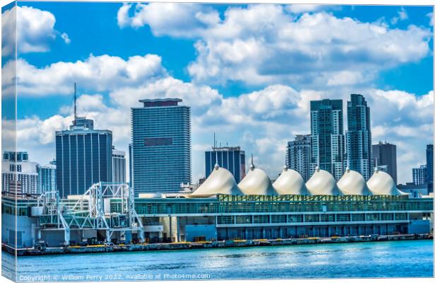 Cruise Terminal Main Channel Downtown Miami Florida Canvas Print by William Perry