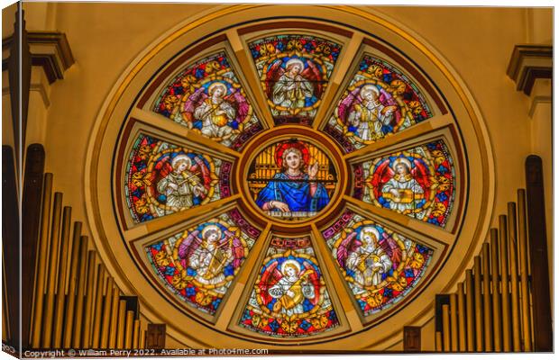 Saint Cecelia Angels Rose Window Gesu Church Miami Florida Canvas Print by William Perry