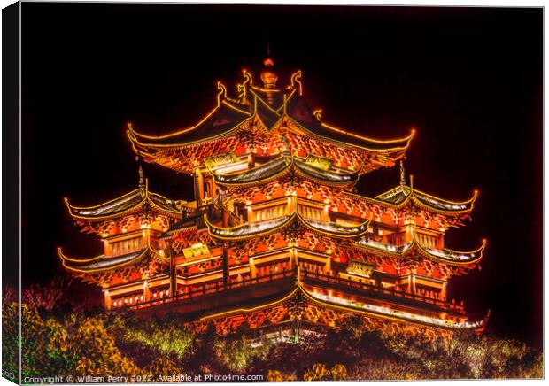 Chenghuang Pavilion Night West Lake Hangzhou China Canvas Print by William Perry