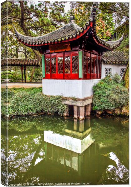 Ancient Red Pagoda Garden Humble Administrator Suzhou China Canvas Print by William Perry