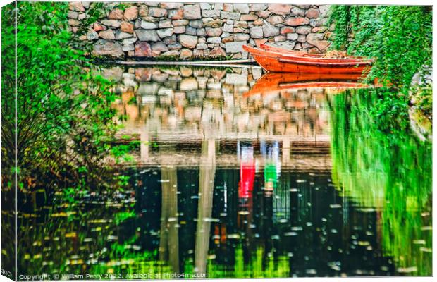 Boat Reflection Garden Humble Administrator Suzhou China Canvas Print by William Perry