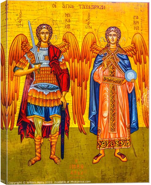 Angels Golden Icon Saint George Church Madaba Jordan Canvas Print by William Perry