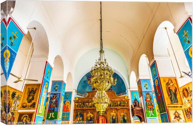 Mosaics Frescoes Saint George Church Madaba Jordan Canvas Print by William Perry