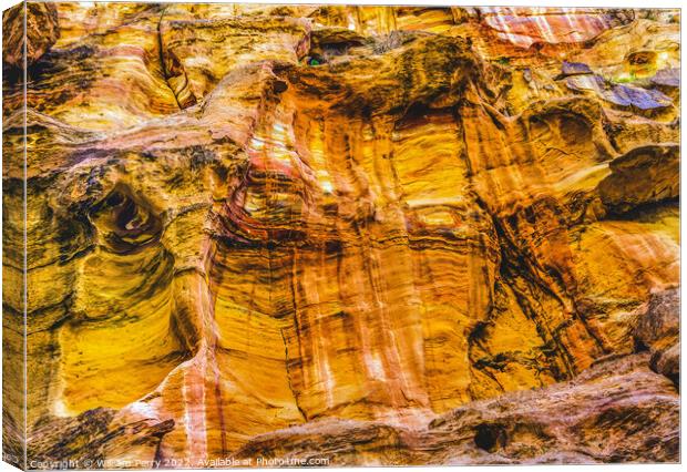 Yellow Cliffs Outer Siq Canyon Petra Jordan  Canvas Print by William Perry