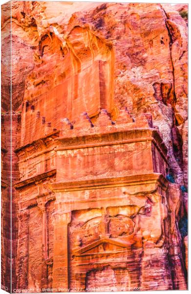 Rose Red Yellow Rock Tomb Street of Facades Petra Jordan  Canvas Print by William Perry