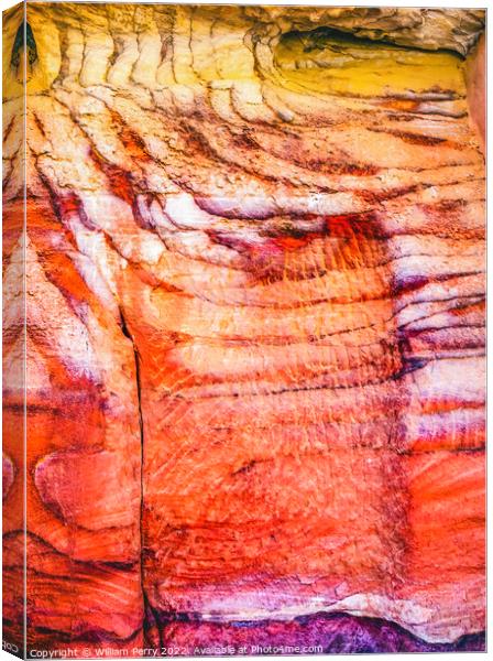 Red White Rock Abstract Near Royal Tombs Petra Jordan Canvas Print by William Perry